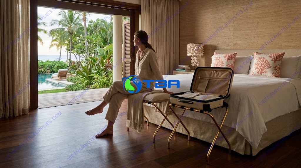 Kệ để hành lý kiểu chữ X mạ vàng