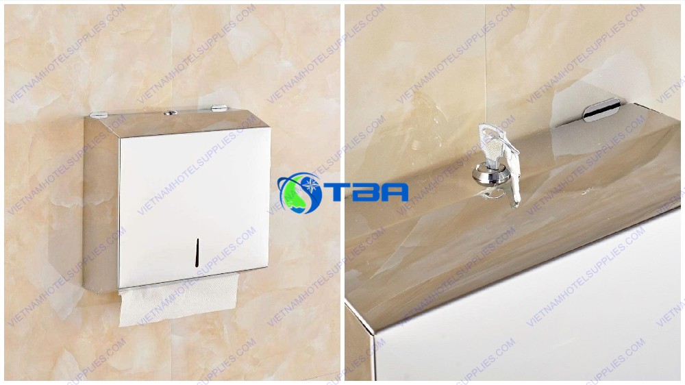 Hộp đựng khăn giấy lau tay inox vuông cỡ lớn