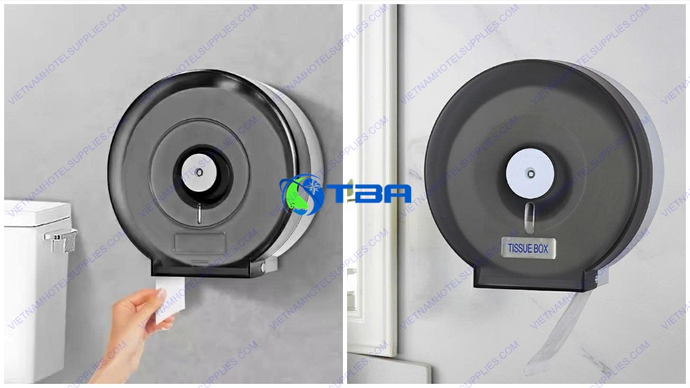 Hộp khăn giấy tròn treo tường màu đen ASIA48B