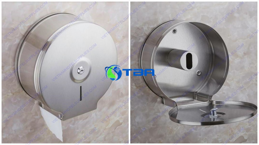 Hộp đựng giấy vệ sinh lau tay inox cuộn tròn