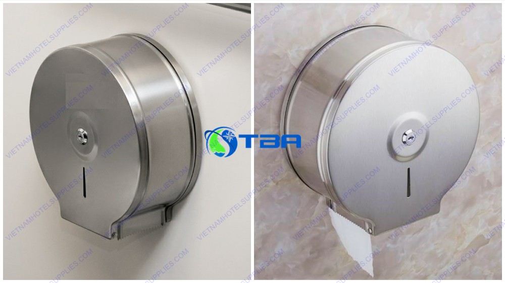 Hộp đựng giấy vệ sinh lau tay inox cuộn tròn