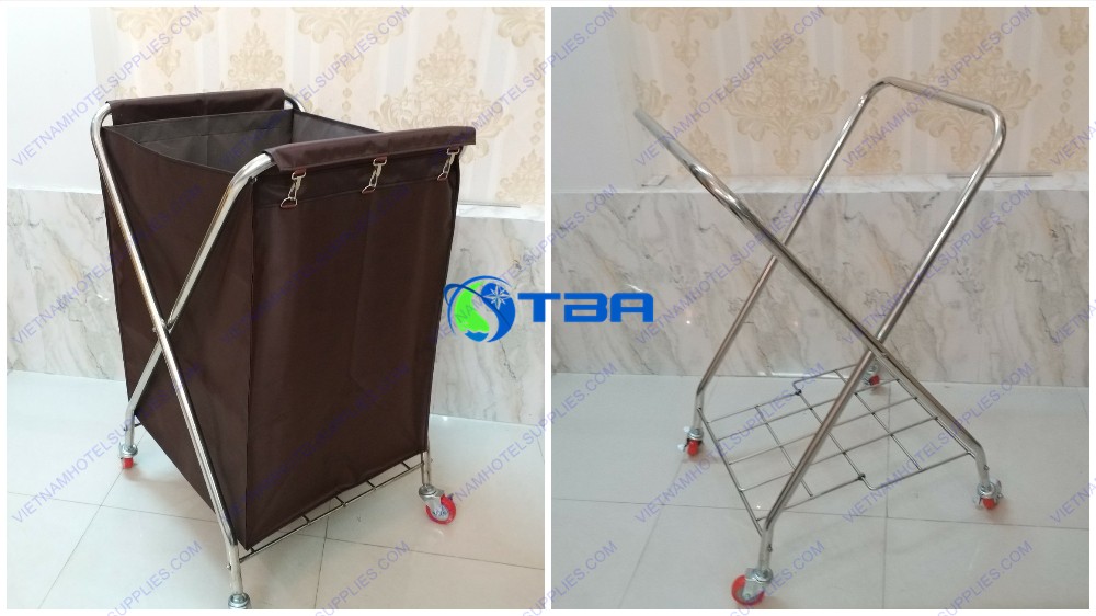 Xe thu gom đồ giặt là gấp được khung inox chữ X