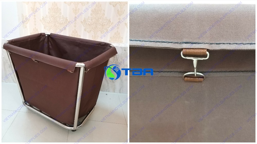 xe inox túi vải thu gom đồ dơ giặt ủi