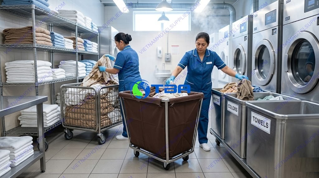 xe thu gom đồ vải bệnh viện sử dụng thực tế