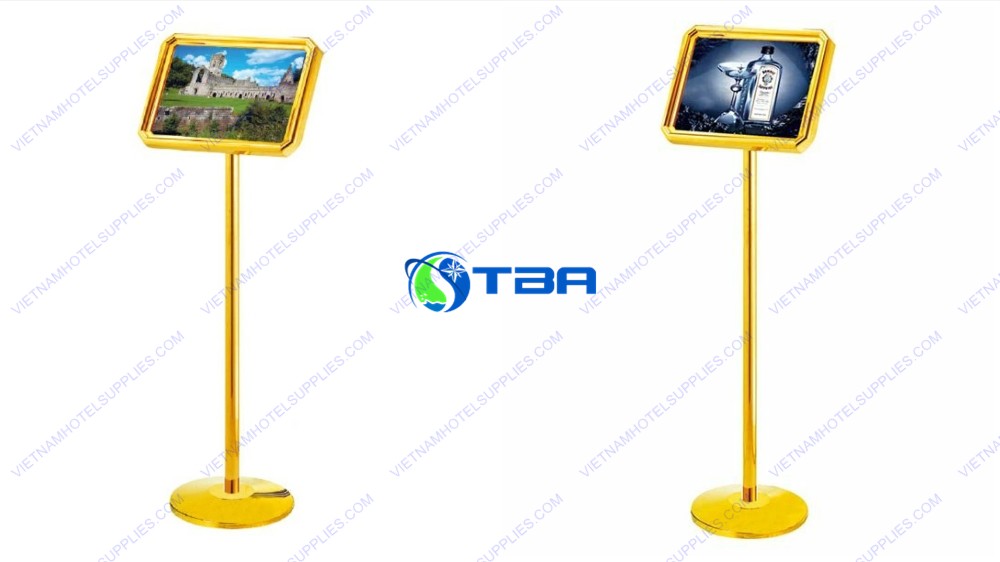 Bảng menu thông tin inox mạ vàng đặt tiền sảnh