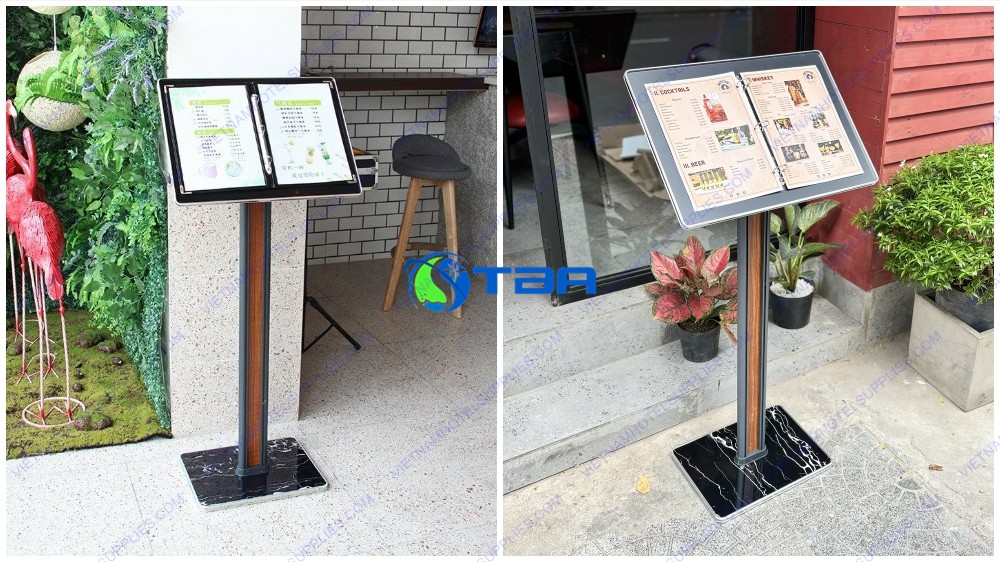 Bảng menu thông tin chân đế đá hoa cương vuông chữ nhật