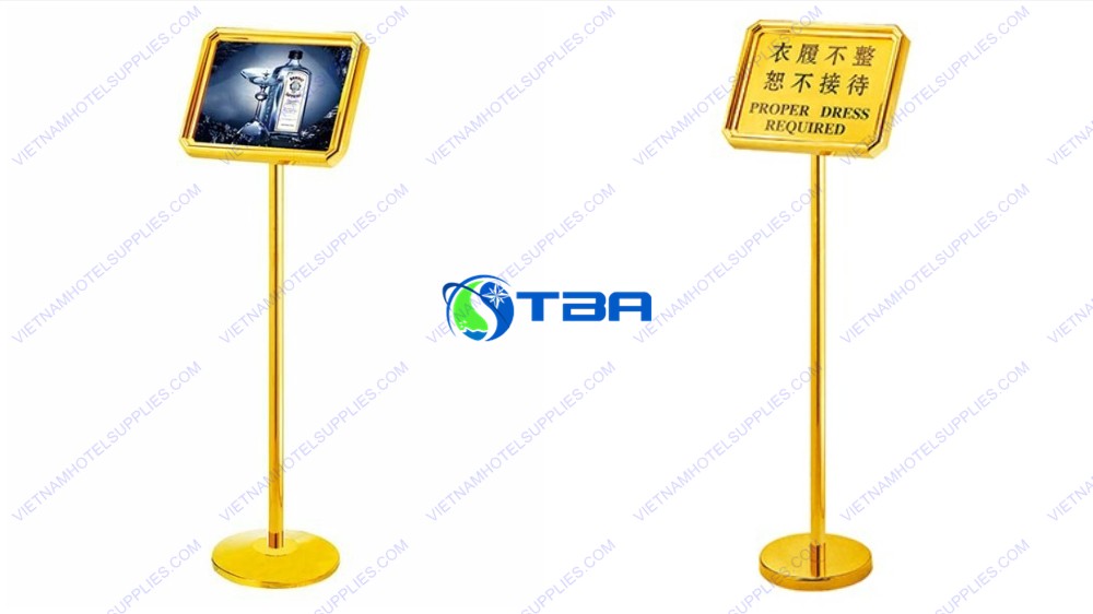Bảng menu thông tin inox mạ vàng đặt tiền sảnh