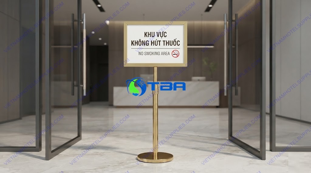 Bảng thông tin A4 ngang inox mạ vàng hai mặt