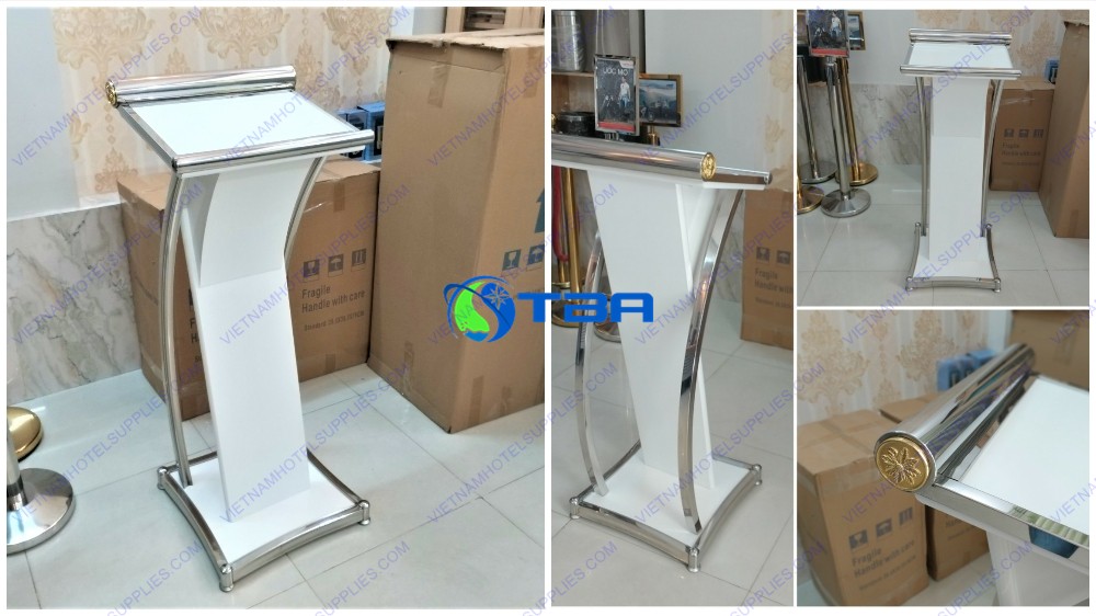 Bục phát biểu gỗ khung inox