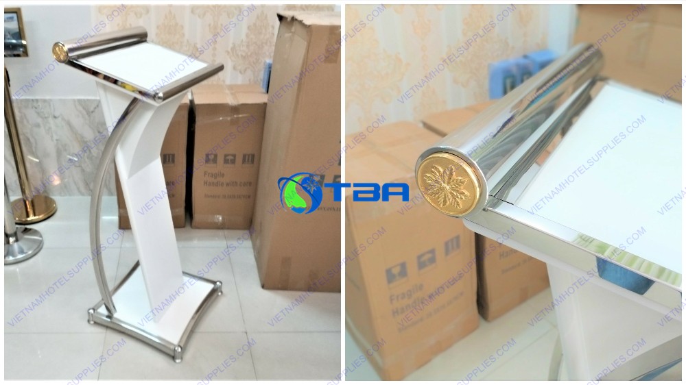 Bục phát biểu gỗ khung inox