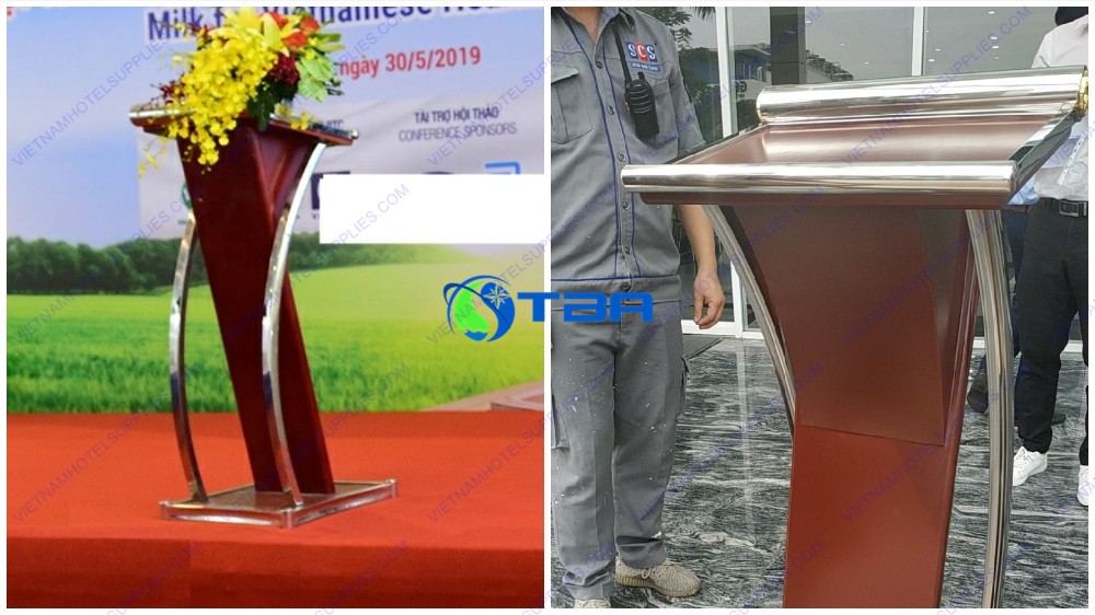 Bục lễ tân đón khách khung inox cao cấp