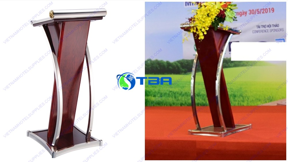 Bục lễ tân đón khách khung inox cao cấp