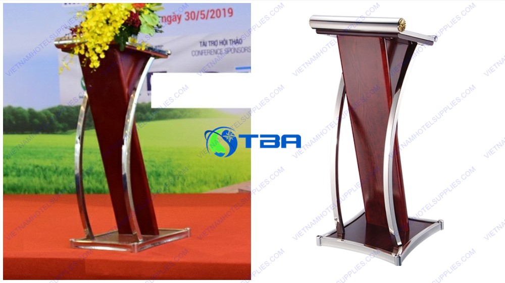 Bục phát biểu gỗ khung inox