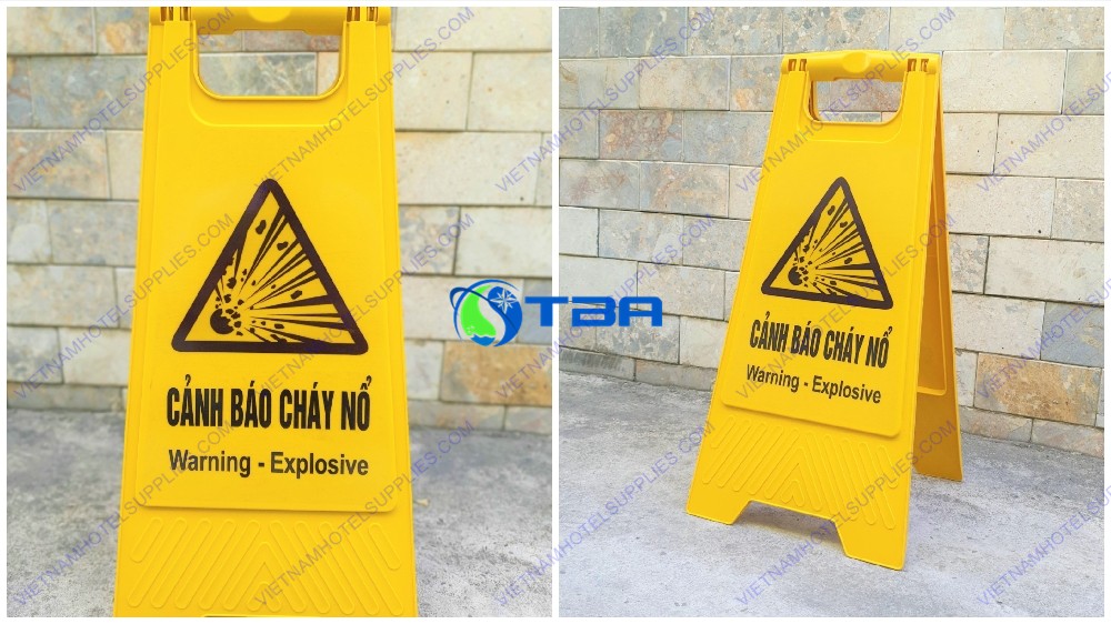 Biển CẢNH BÁO CHÁY NỔ đặt sàn chữ A