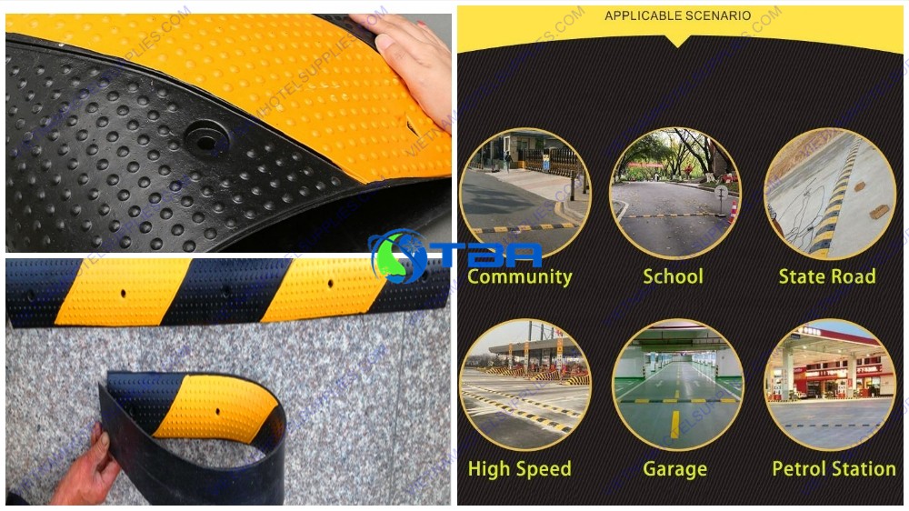 Gờ giảm tốc cao su sọc chéo