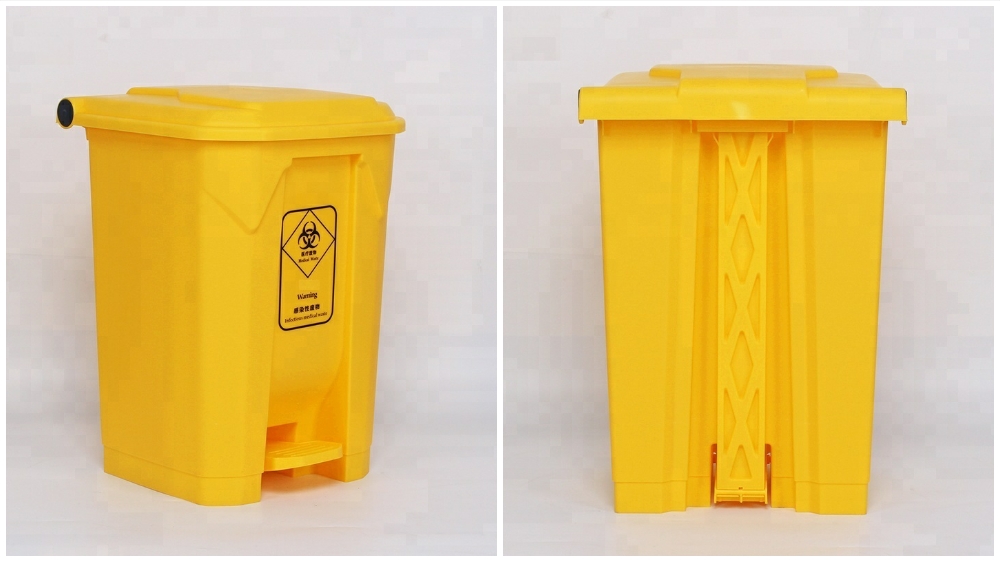 Thùng rác y tế nhựa bệnh viện màu vàng 68L