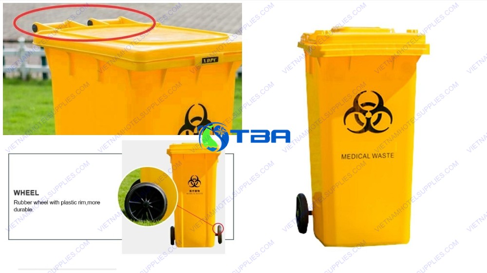 Thùng rác y tế màu vàng 240L