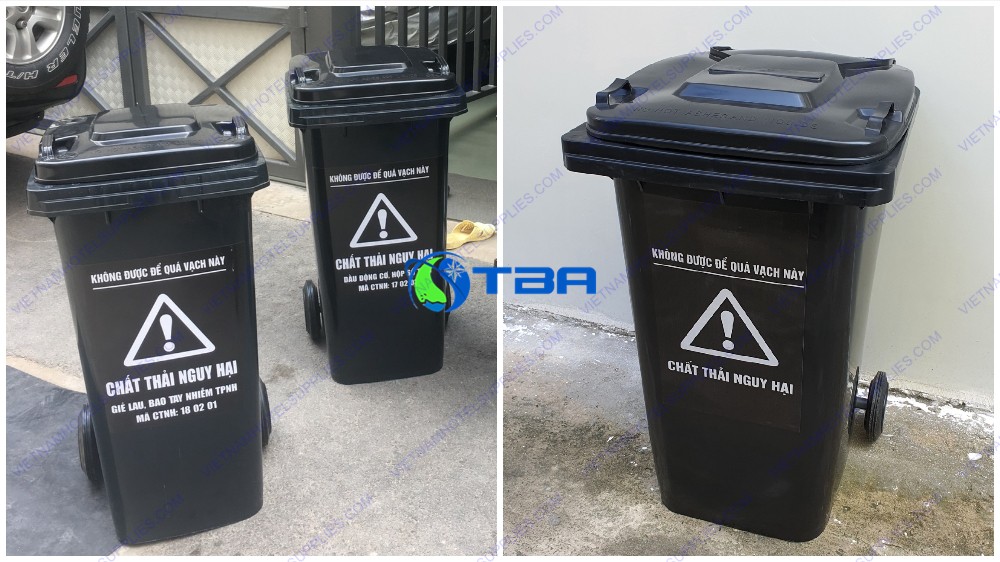 Thùng đựng rác thải y tế nguy hại màu đen 240L