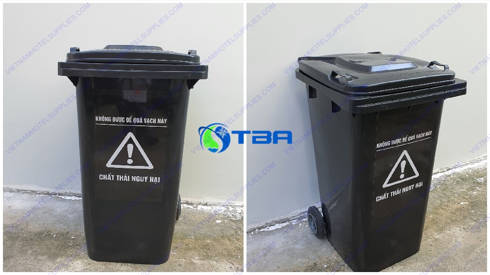 Thùng đựng rác thải y tế nguy hại màu đen 240L