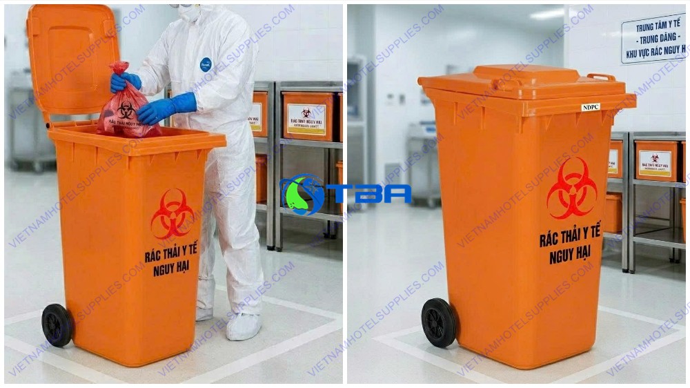 Thùng rác y tế nguy hại màu cam 240L
