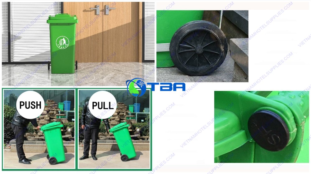 Thùng rác nhựa công cộng màu xanh 120L