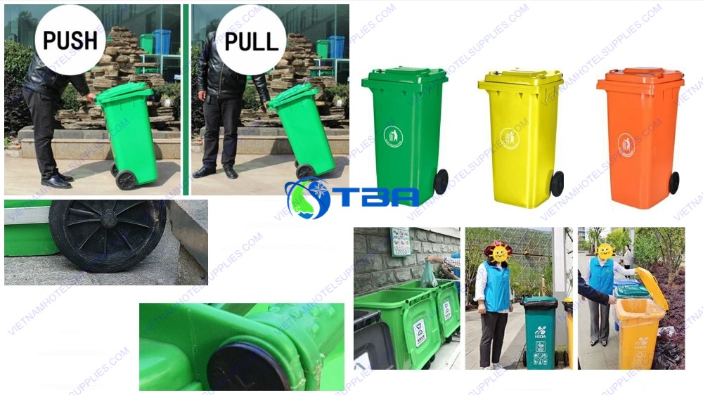 Thùng rác nhựa công cộng màu xanh 120L