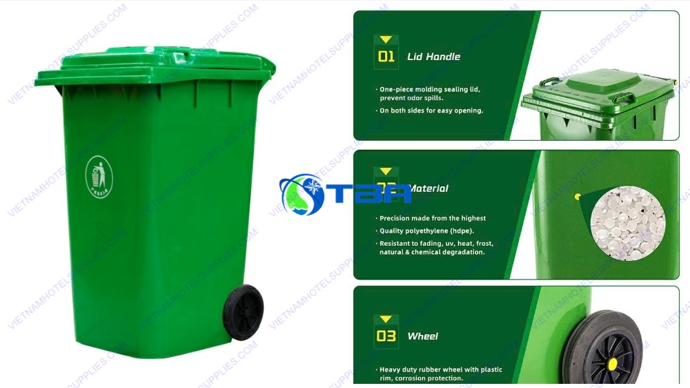 Thùng rác nhựa màu xanh 240L