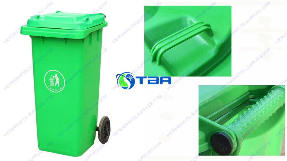 Thùng rác nhựa HDPE 120L xanh