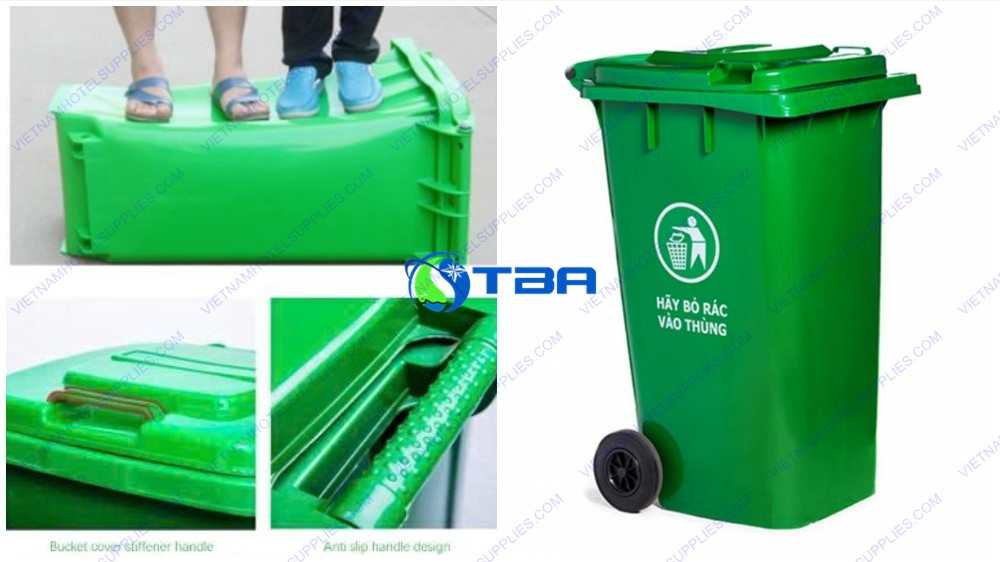 Thùng rác nhựa màu xanh 240L