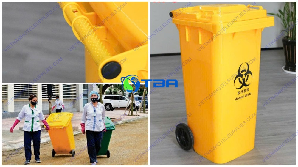 Thùng rác thải y tế lây nhiễm 240L màu vàng ASIA