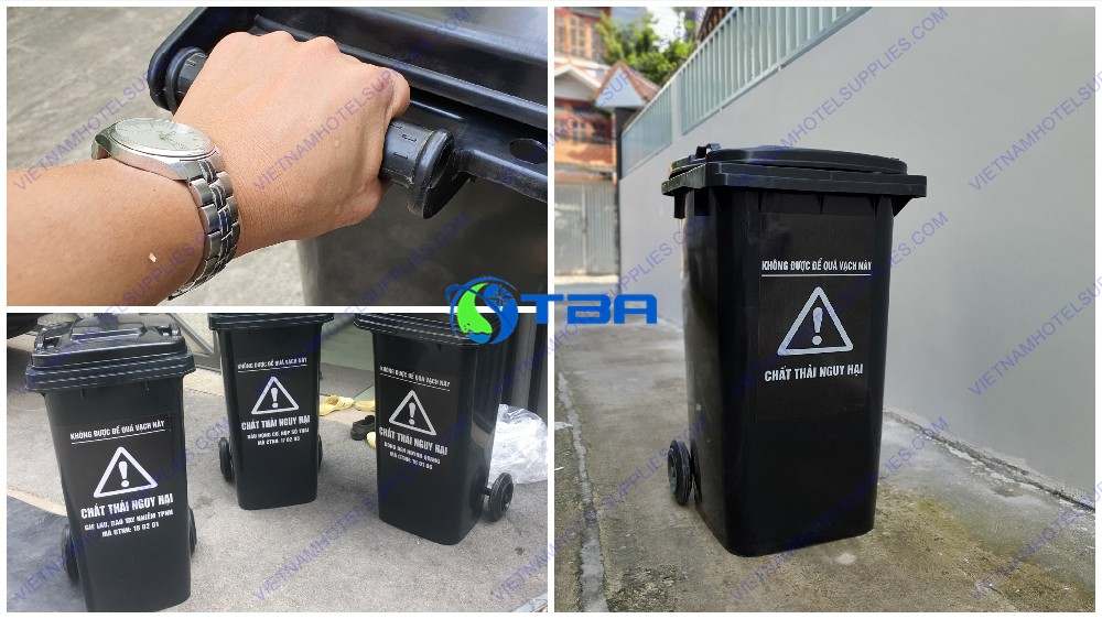hùng Rác Nguy Hại Hóa Học 120L Đen ASIA-RHH120Đ