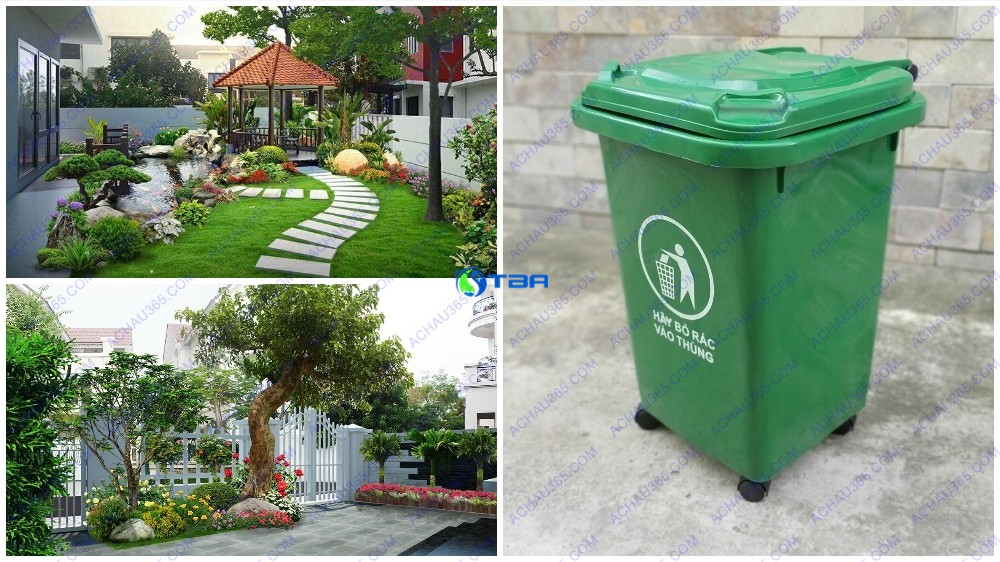 ​  Thùng rác nhựa 60L xanh cho gia đình ASIA-TRNX60L giữ cho không gian quanh nhà luôn sạch sẽ  ​