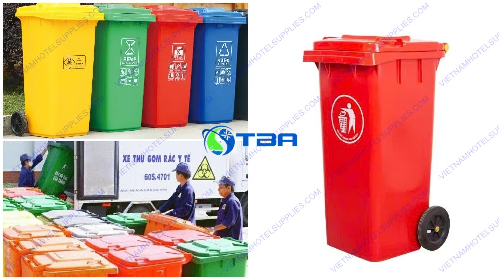 Thùng rác y tế nguy hại 120 L đỏ