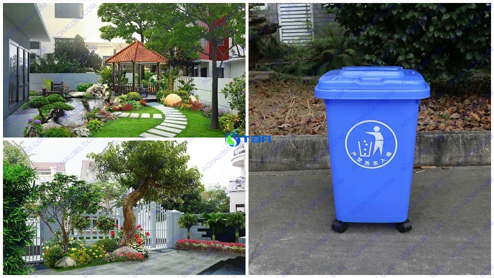 Thùng rác nhựa 60L xanh cho gia đình