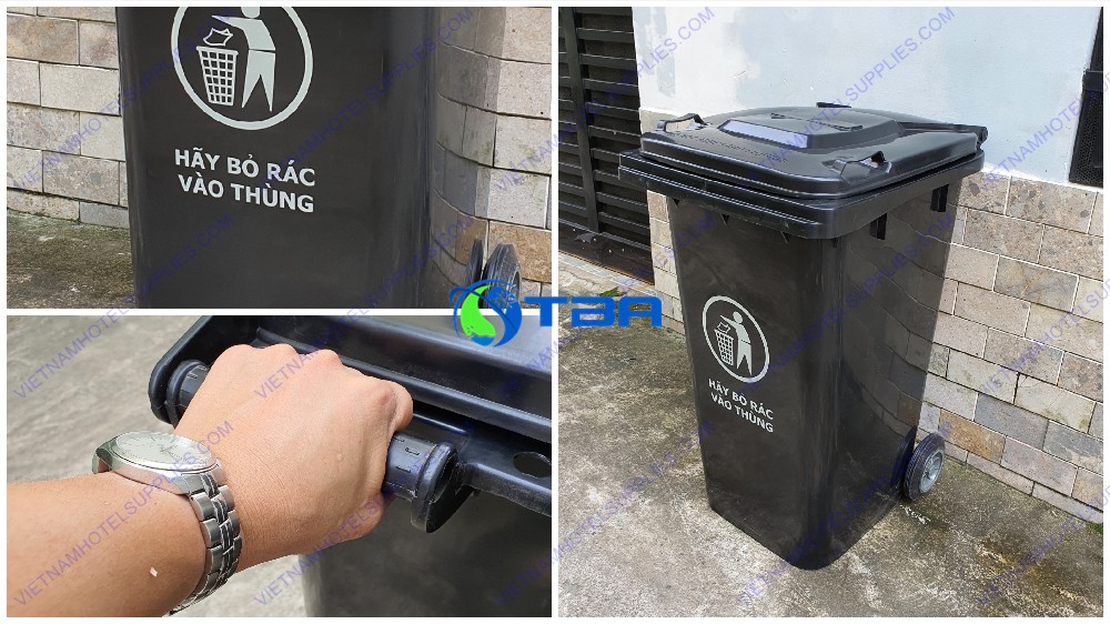 Thùng rác nhựa HDPE 120L đen