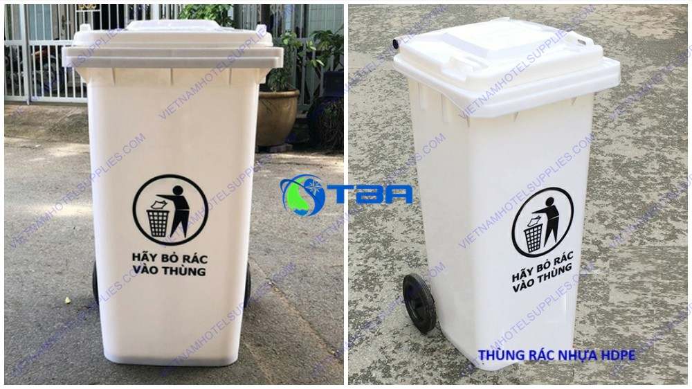 Thùng rác nhựa ASIA 120L màu trắng TRT120L
