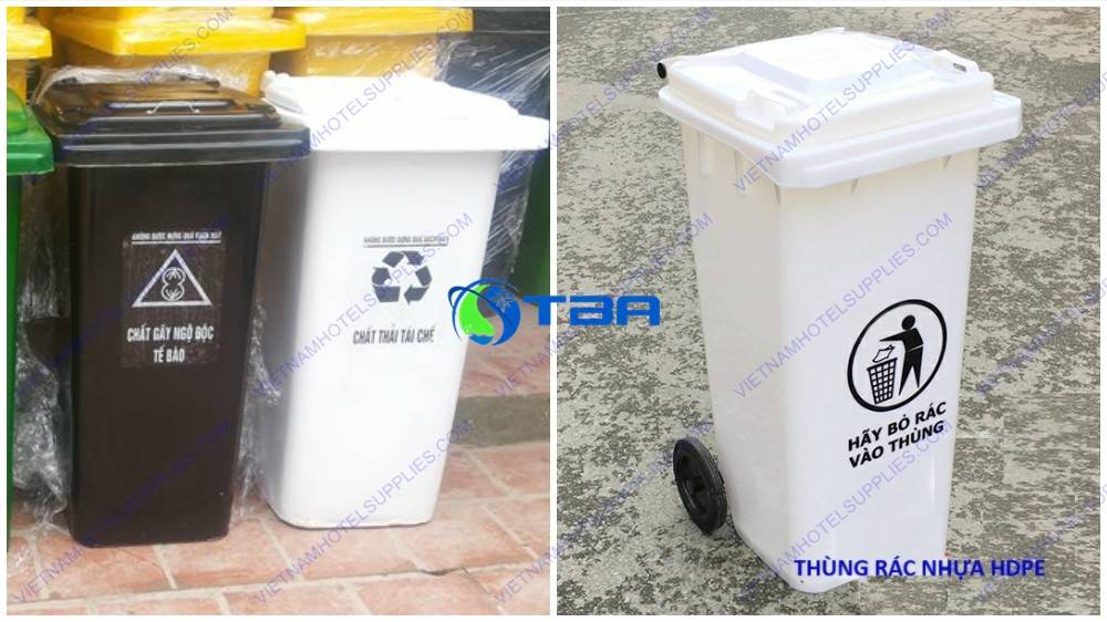 Thùng rác nhựa ASIA 120L màu trắng TRT120L