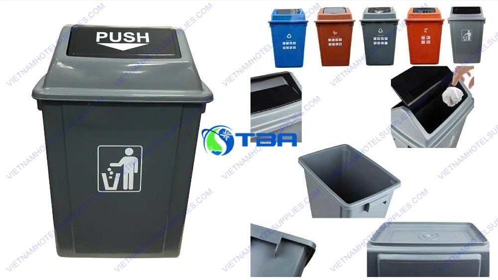 Thùng Rác Nhựa Xám 100L Nhà Bếp Nắp Lật ASIA-NL100