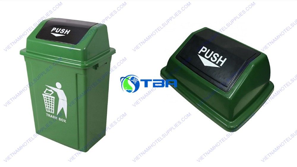 Thùng rác nhựa xanh 60L nắp lật ASIA-NLX60