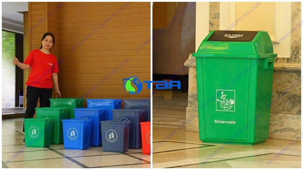 Thùng Rác Nhựa Xanh 40L Nắp Lật ASIA-NLX40