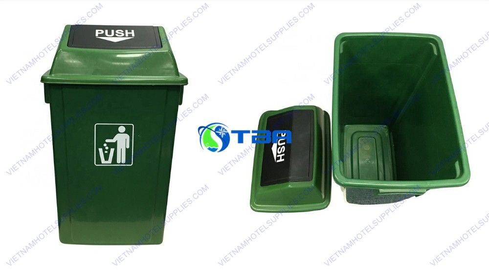 Thùng rác nhựa xanh 60L nắp lật ASIA-NLX60