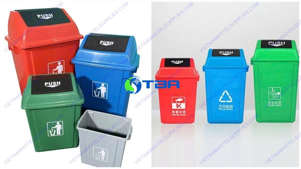 Thùng Rác Nhựa Xanh 40L Nắp Lật ASIA-NLX40