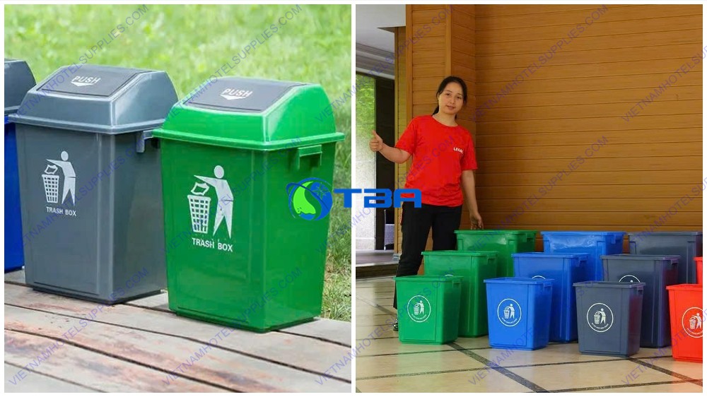 Thùng rác nhựa xanh 100L nắp lật ASIA-NLX100