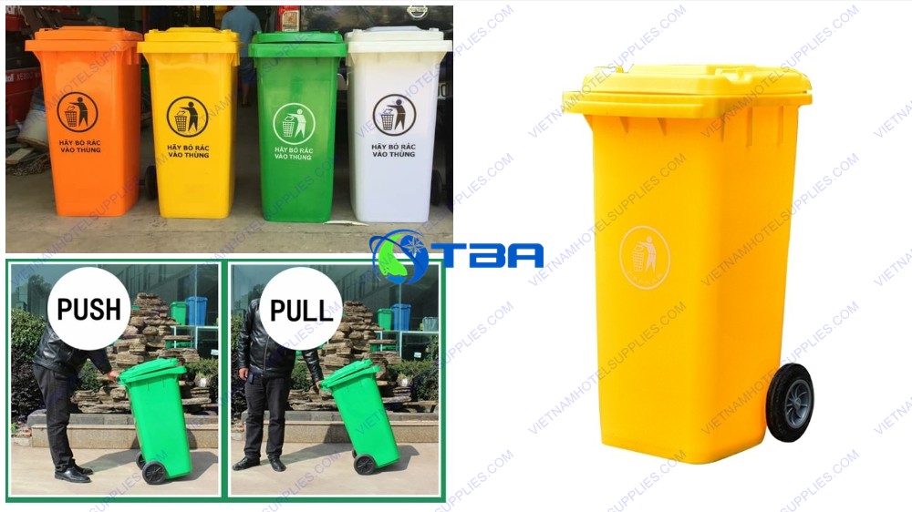 Thùng rác nhựa màu vàng 120L