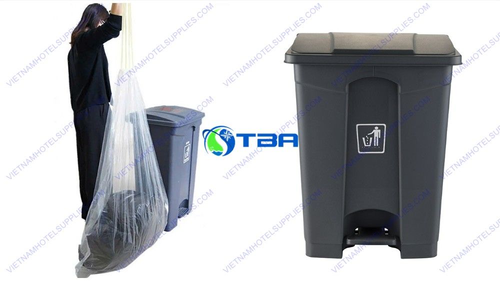 Thùng Rác Nhựa Xám Đạp Chân 45L Nhà Bếp