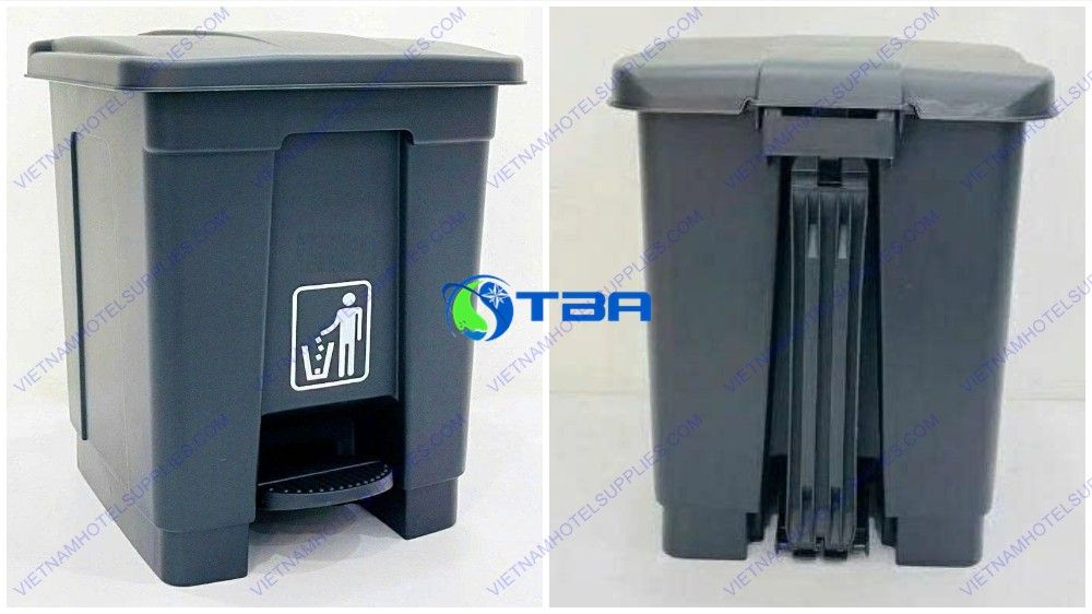 Thùng Rác Nhựa Xám Đạp Chân 45L Nhà Bếp