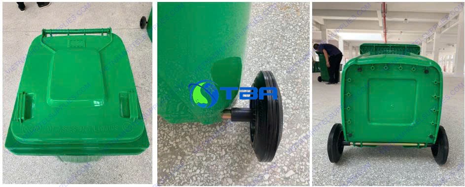 Thùng rác nhựa xanh dùng cho nhà xưởng 240L