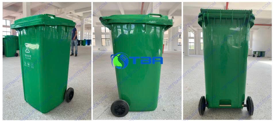 Thùng rác nhựa xanh dùng cho nhà xưởng 240L