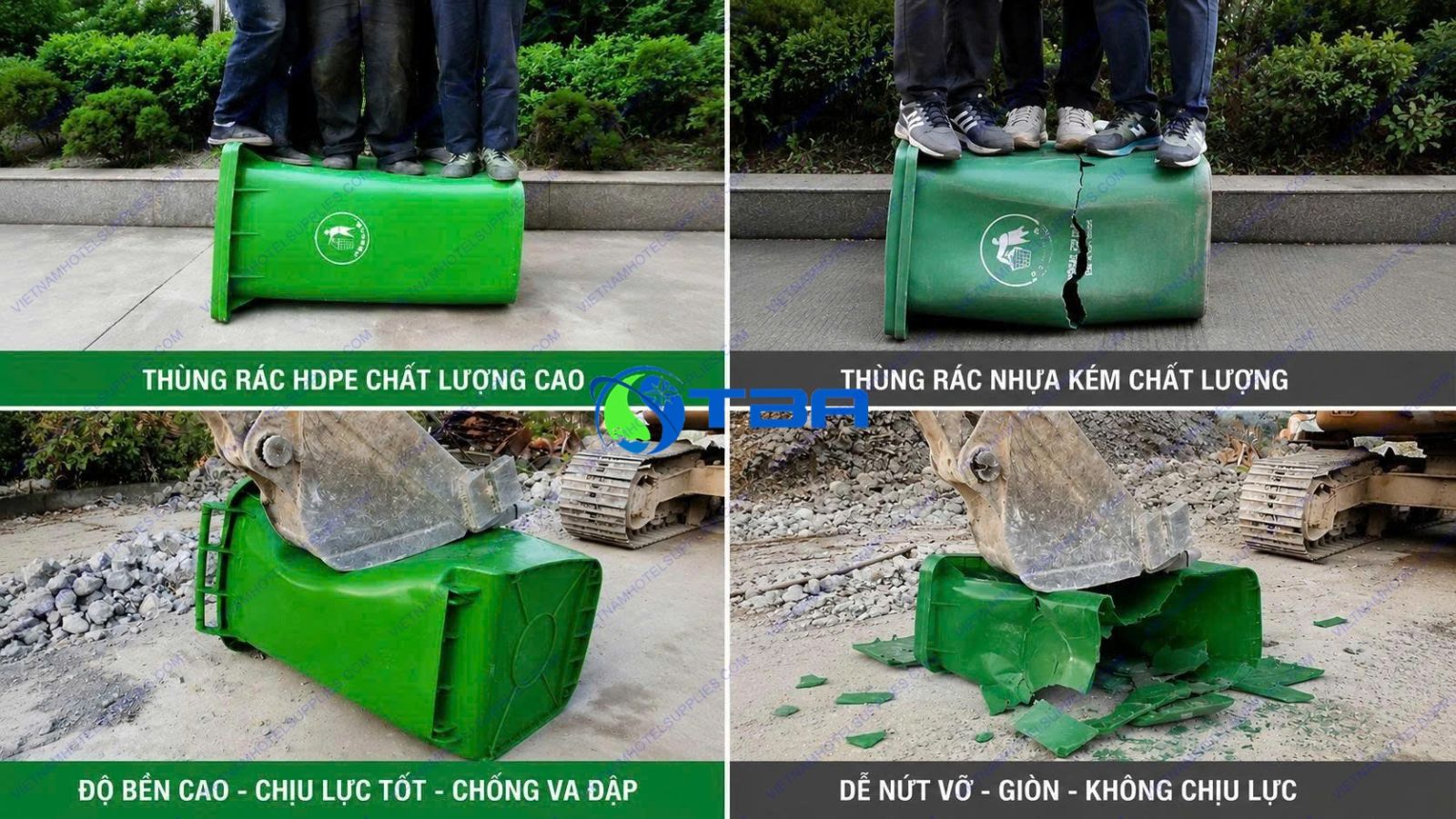 Thùng rác nhựa HDPE nguyên sinh chất lượng cao
