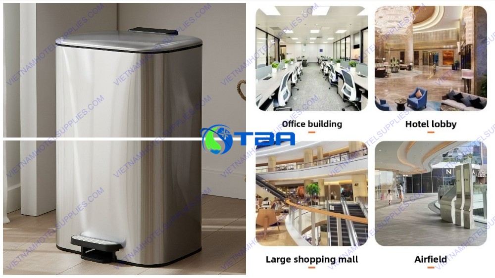Thùng rác inox vuông đạp chân
